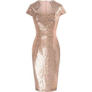 Sequin Wedding Bridesmaid Pencil Dress Cap Sleeve